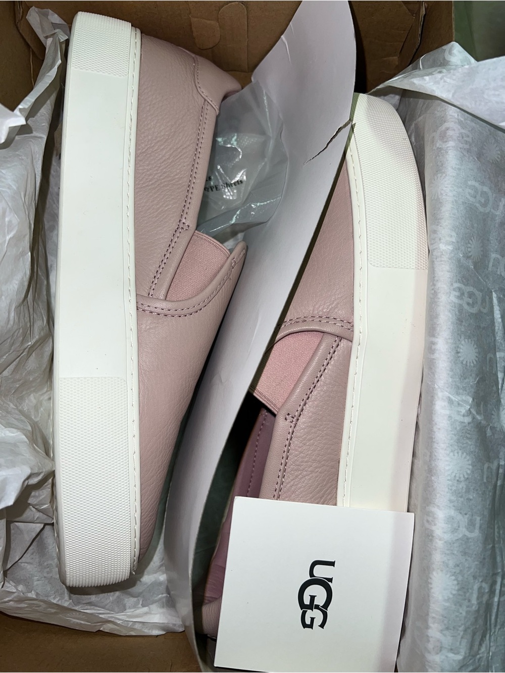 UGG Women's Blush Slip-On Leather Sneakers with White Platform